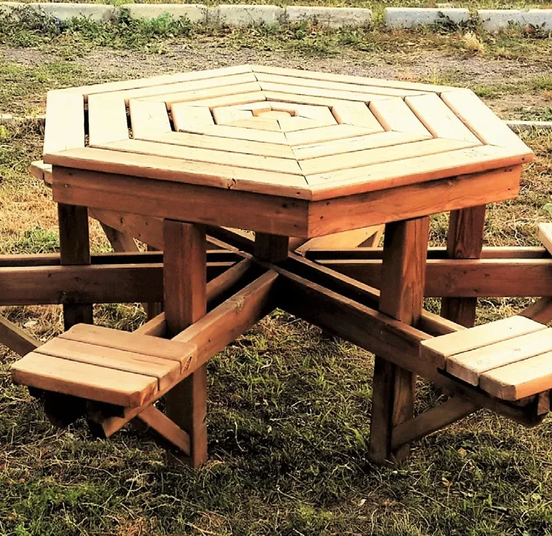 Altıgen Ahşap Piknik Masası — Ürün