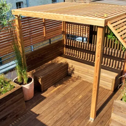 Çıtalı Yan Panelli Ahşap Pergola — Ahşap Pergolalar