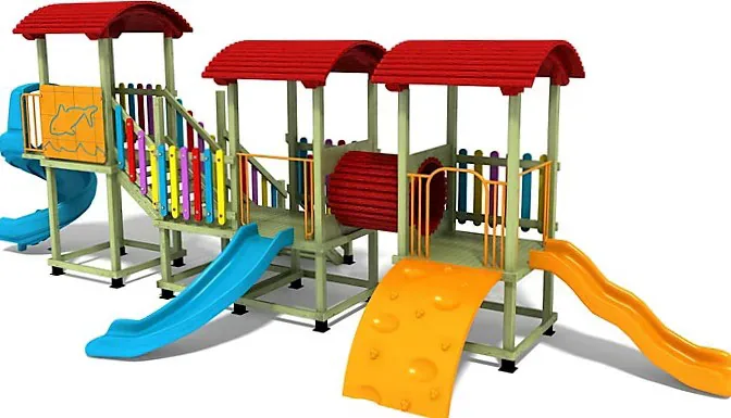 Sıralı Üç Kuleli Ahşap Oyun Parkı — Ürün