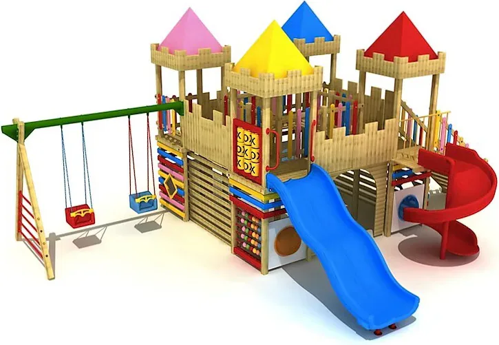 Renkli Kale Temalı Ahşap Oyun Parkı — Ürün