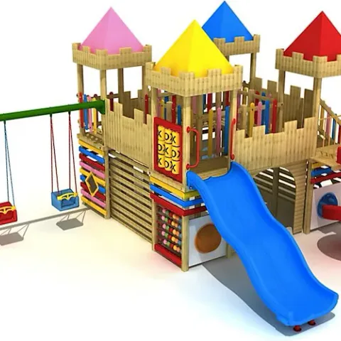 Renkli Kale Temalı Ahşap Oyun Parkı — Ahşap Oyun Parkları