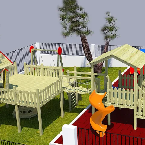 Çok Platformlu Ahşap Oyun Parkı — Ahşap Oyun Parkları
