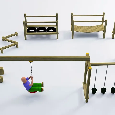 Çok İstasyonlu Ahşap Denge Parkuru — Ahşap Oyun Parkları