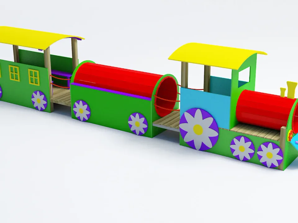 Tren Temalı Ahşap Oyun Tüneli — Ürün