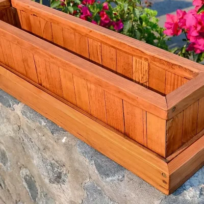 Kademeli Uzun Ahşap Saksı — Ahşap Saksı ve Çiçeklikler