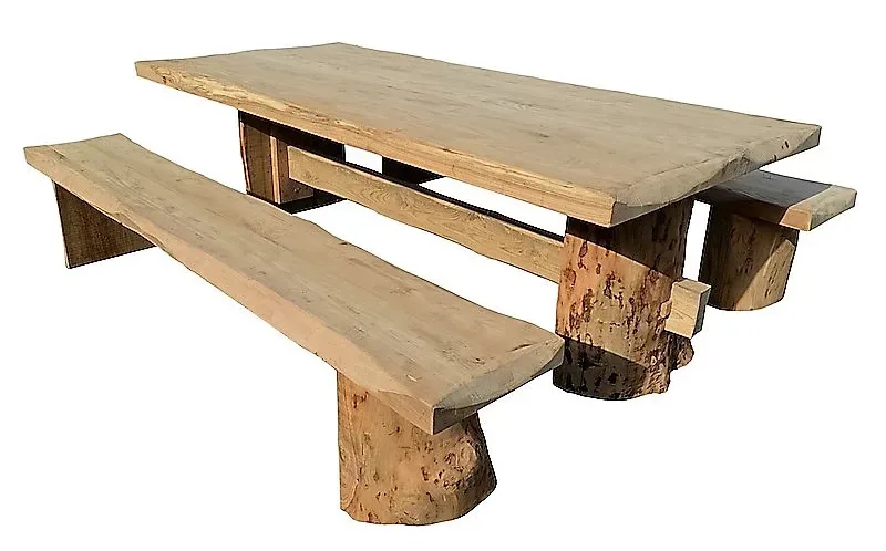 Kalın Kütük Ahşap Bahçe Masası — Ürün