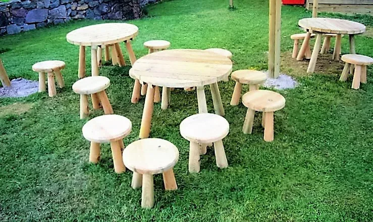 Kütük Ahşap Çocuk Masa ve Tabure Takımı — Ürün